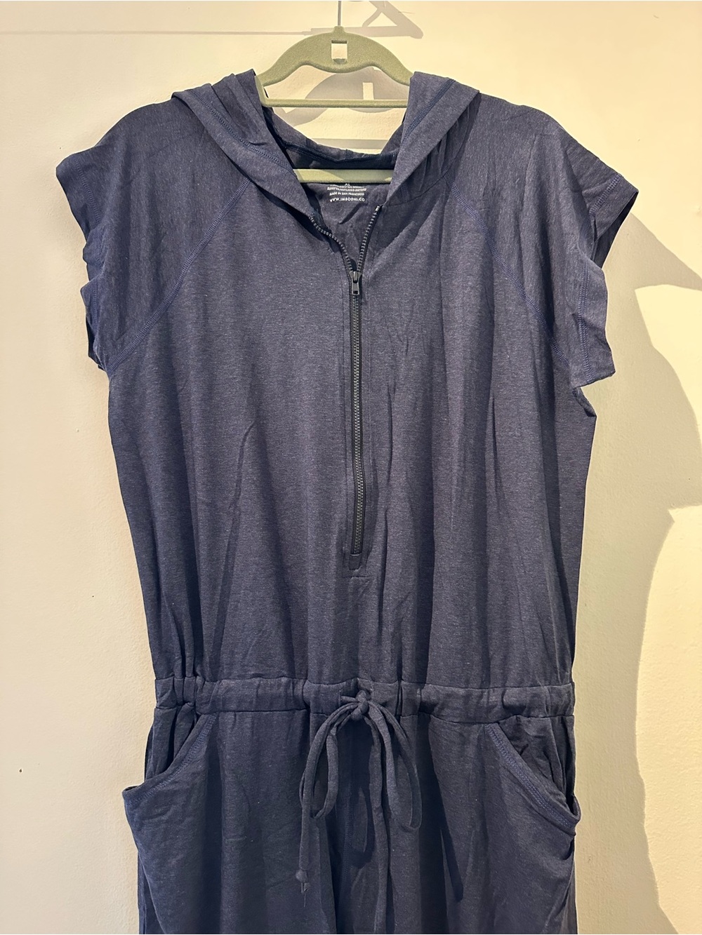 Imbōdhi Navy Hooded Zip-Front Jumpsuit - Picture 2 of 6